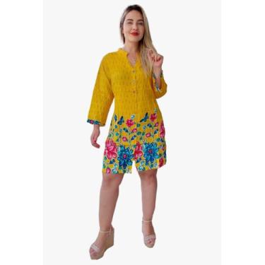 Imagem de Vestido Chemise Camisão c/ Cordão de Ajuste Indiano Manga Longa - Cod.