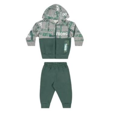 Imagem de Conjunto Moletom Flanelado Infantil Menino Aberto com Zíper com Capuz 
