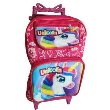 Imagem de Mochila Infantil Escolar Menina de Rodinha Bolsa Feminina Unicórnio Po
