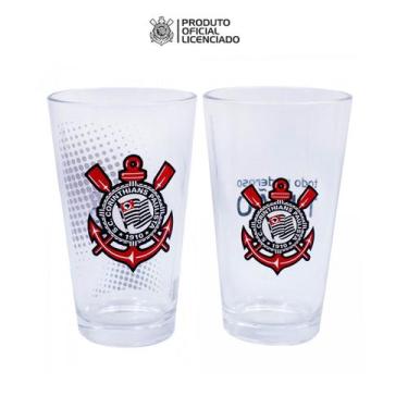 Imagem de Jogo com 2 Copos de Vidro 475ml Oficial Licenciado Corinthians - ATACA