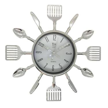 Imagem de Relógio De Parede Talheres Cozinha Decorativo Casa Pequeno Cor Do Reló