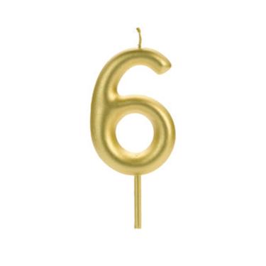 Imagem de Vela de Aniversário Big Silver Número 6 Dourada