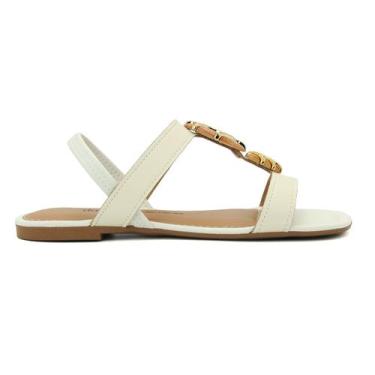 Imagem de Sandalia Feminina Dakota Original Casual Rasteira Pedras 611, 36, Crem