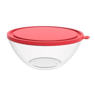 Imagem de Pote com Tampa 2,3L Redondo Crippa Transparente e Vermelho Bacia Alime