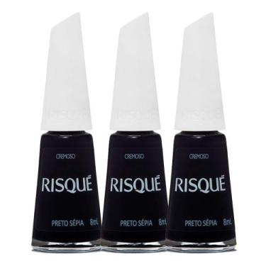 Imagem de Kit 3 Esmalte Risqué Escuro Cremoso Preto Sépia 8ml