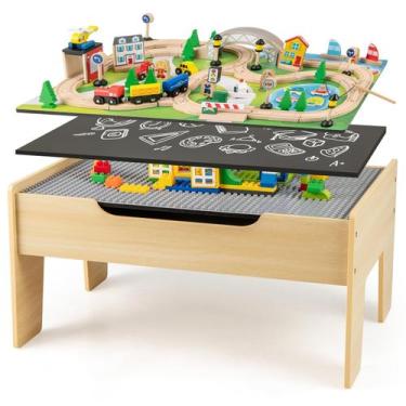 Imagem de Mesa de Trem de Madeira 5 em 1 Costzon com 78 Peças