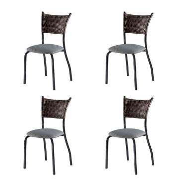 Imagem de Conjunto com 4 Cadeiras Espanha V Cinza Escuro 89 cm
