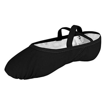 Imagem de Bezioner Sapatilhas de balé de lona para meninas e mulheres, sapatos de ioga para dança, Preto, 3 Big Kid