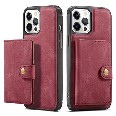 Imagem de Capa de couro de luxo magnético seguro para iPhone 13 12 Mini 12 11 Pro XS Max 8 7 Plus XR X Carteira Cartão Solt Bolsa Suporte de capa, vermelha, para iPhone 13 ProMax