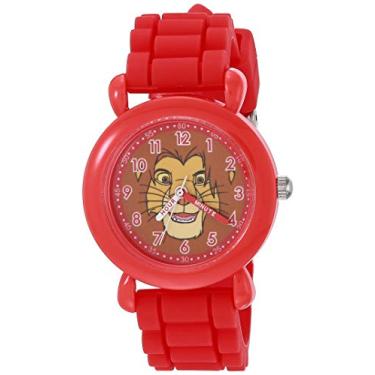Imagem de Disney Relógio analógico de quartzo Rei Leão com pulseira de silicone, vermelho, 16 (modelo: WDS000875)