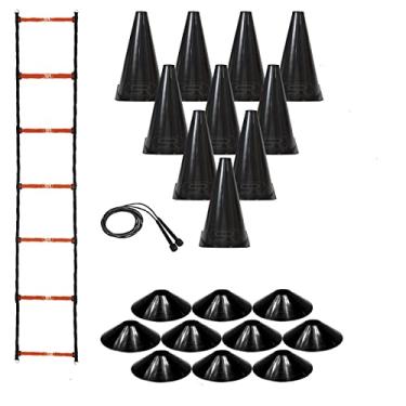 Imagem de Kit Escada + 10 Pratos + 10 Cones + Corda Black Funcional