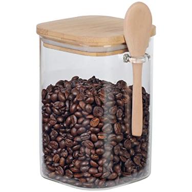 Imagem de Porta mantimento em vidro borossilicato com tampa e colher em bambu 1,1L L10xP10xA15,5cm