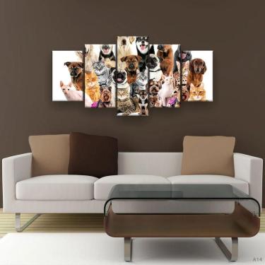 Imagem de Quadro Decorativo Cães E Gatos Pets Hd 129x61 Quarto Sala