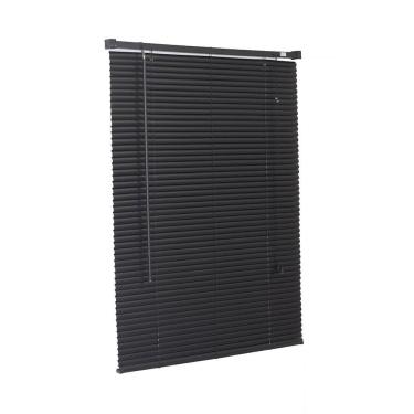 Imagem de Persiana Horizontal PVC Preta 80 (L) x 160 (A) cm Cortina Completa C/ Kit de instalação 0,80 x 1,60