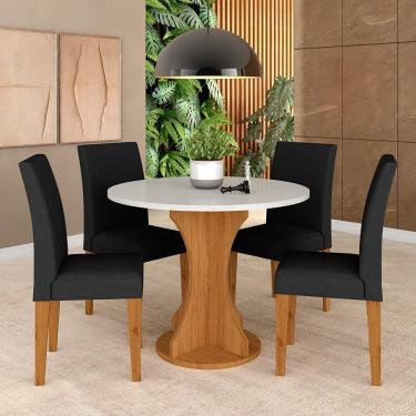 Imagem de Mesa Redonda Com 4 Cadeiras Pérsia 0,9 Cin/off/ Pre - Móveis Arapongas