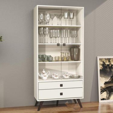 Imagem de Cristaleira 2 Portas 2 Gavetas 70cm Movelbento Off White
