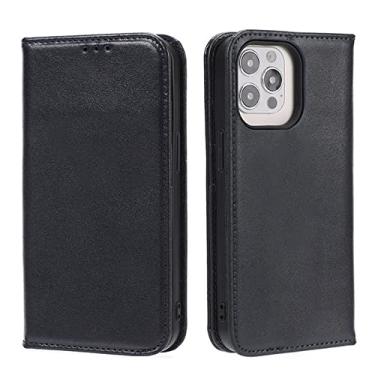 Imagem de GSYH Capa carteira para iPhone 13 Mini/13/13 Pro/13 Pro Max, capa flip de couro PU magnético com proteção TPU à prova de choque interna slot para cartão, preto, 13pro 15,1 cm
