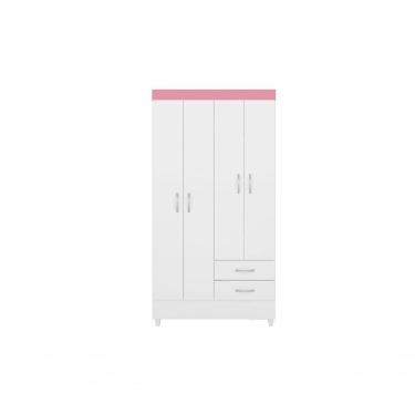 Imagem de Guarda-Roupa Astro 4 Portas 2 Gavetas Externas Branco / Rosa