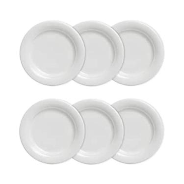 Imagem de Kit 6 pratos Rasos Brancos Para Refeição Melamina 25cm Buffet Hotel