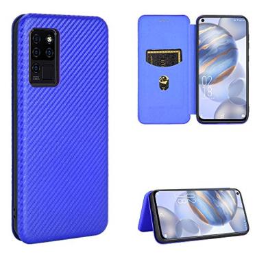 Imagem de YUNCHAO Caixa de telefone Para oukitel c21 textura de fibra de carbono Flip TPU + PC + PU Couro com slot de cartão capa para celular