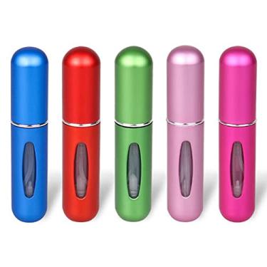 Imagem de Qudai Frascos de perfume de recarga de 5 peças de 5 ml com enchimento direto no fundo janela de visualização transparente mini frasco de perfume portátil de alumínio com bomba automática BD