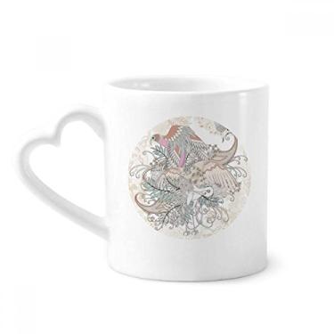 Imagem de Flor árvore pássaro Ukiyo-e folhas caneca café cerâmica copo de coração de vidro