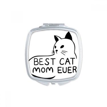 Imagem de DIYthinker Best Cat Mom Ever Quote DIY Design Espelho Quadrado Portátil Compacto Bolso Maquiagem Dupla Face Vidro