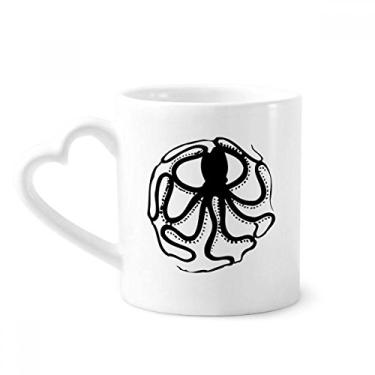 Imagem de Caneca com estampa de vida marinha de polvo preto caneca de café cerâmica copo de coração de vidro