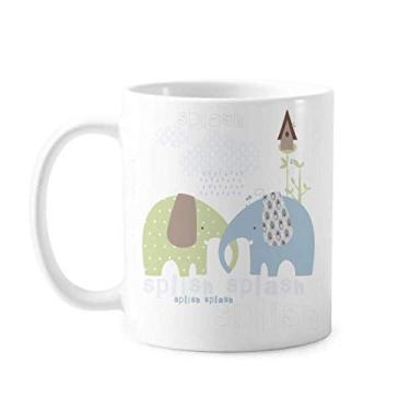 Imagem de Splash Elefante Azul Verde Chuva Caneca Cerâmica Café Porcelana Utensílios de Mesa