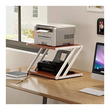 Imagem de KIZQYN Suporte de impressora de mesa multifuncional suportes de impressora rack de armazenamento organizador de mesa para copiadora de impressora plantas em vasos de forno de microondas, impressora de mesa de 2 camadas (cor: branco-b, tamanho: grande)