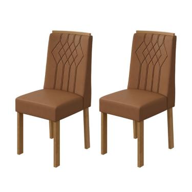 Imagem de Conjunto com 2 Cadeiras Exclusive Sintético Caramelo e Amêndoa Clean