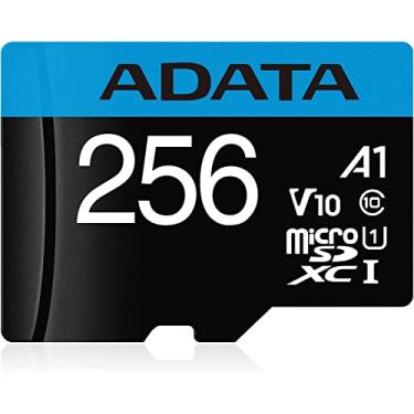 Imagem de ADATA Cartão de memória Premier 256GB MicroSDHC/SDXC UHS-I Classe 10 V10 A1 com adaptador de leitura de até 100 MB/s (AUSDX256GUICL10A1-RA1)