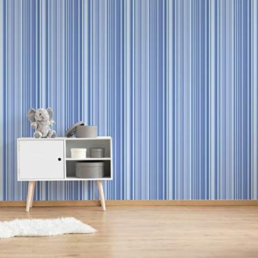 Imagem de Papel de Parede Listrado Tons de Azul 57x270cm