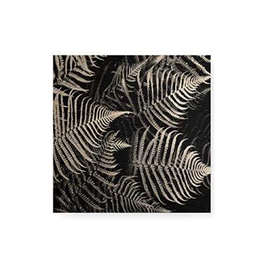Imagem de Arte Maníacos Quadro decorativo com moldura caixa branca em Madeira - Folhas Detalhes Preto e Branco - 30x30cm
