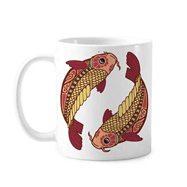 Imagem de Caneca de cerâmica com símbolo do zodíaco da Constelação de Peixes Copo de porcelana de café