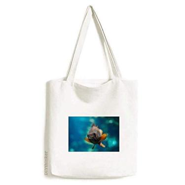 Imagem de Bolsa de lona pequena com organismo marítimo tropical, bolsa de compras, bolsa casual