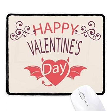 Imagem de Mousepad Happy Valentine's Day Heart Devil Wings Tapete de borracha para jogos