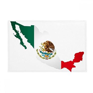 Imagem de DIYthinker Tapete de porta de banheiro com emblema vermelho verde do México águia comer cobra tapete antiderrapante