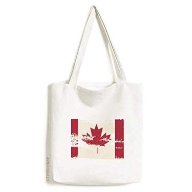 Imagem de Bolsa de lona com estampa preta e vermelha com sabor do Canadá, bolsa de compras casual