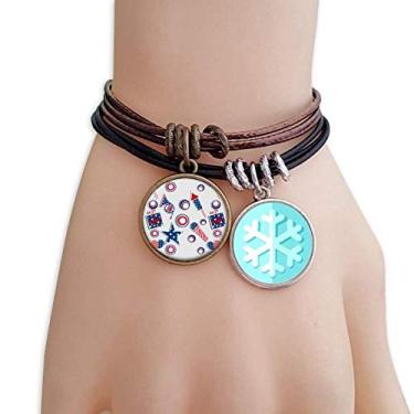 Imagem de Pulseira de corda de couro com flocos de neve DIYthinker USA Gift Firework Star Festival