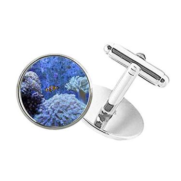 Imagem de DIYthinker Abotoaduras Ocean Coral Science Peixe Peixe Natureza Imagem de Botão Redondo