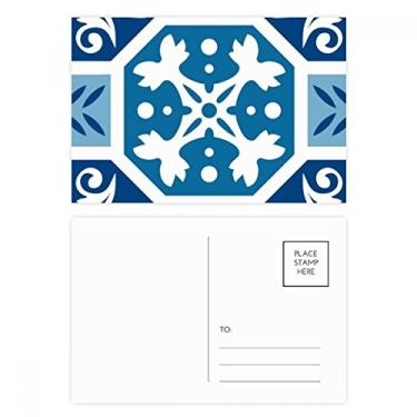 Imagem de Marrocos Abstrato Decorativo Azul Padrão Cartão Postal Cartão Cartão Cartão Cartão de Felicitação