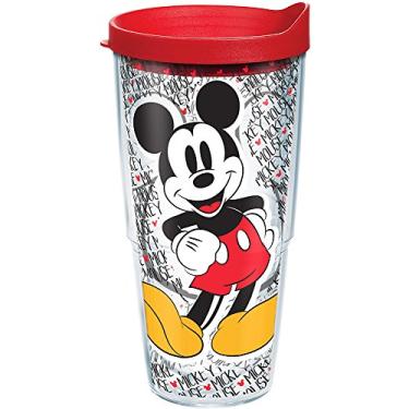 Imagem de Tervis Disney – Copo com estampa de nome Mickey Mouse com envoltório e tampa vermelha 680 g, transparente, 1 unidade (pacote com 1)