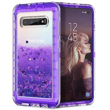 Imagem de Capa de areia movediça líquida com glitter luxuoso para Samsung Galaxy S20 S10 Note 20 10 Plus 9 8 para iPhone 12 11 Pro Max XR XS Capa à prova de choque, roxa, para iPhone X XS