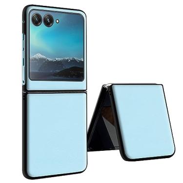 Imagem de HAZARA Capa para Motorola Razr 40 Ultra, capa de couro liso líquido à prova de choque, capa amortecedora de TPU (poliuretano termoplástico) azul