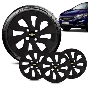 Imagem de Jogo 4 Calota GM Prisma aro 14 2017 a 20 Preta Fosca Log Pre