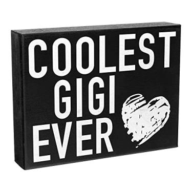 Imagem de JennyGems Gigi Gifts, sinal mais legal Gigi Ever, placa de madeira de 20 x 15 cm, para Gigi, decoração Gigi, pendurar na parede e mesa, feito nos EUA