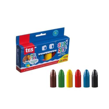 Imagem de Giz De Cera Escolar 6 Cores Formato Super Jumbo Tris