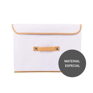 Imagem de Caixa Organizadora Tecido C/ Tampa Vizapi Un Classic G 40x30x28Cm Branco Bege