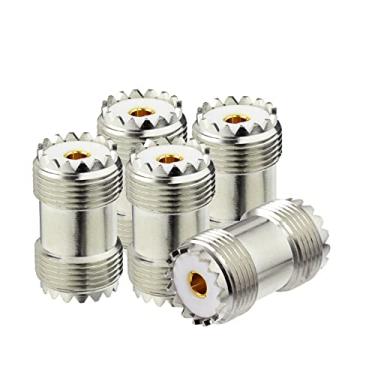 Imagem de Superbat Conector de barril SO239 Pacote com 5 UHF PL259 fêmea para fêmea Acoplador adaptador coaxial para antena de rádio amador CB Cabo medidor SWR